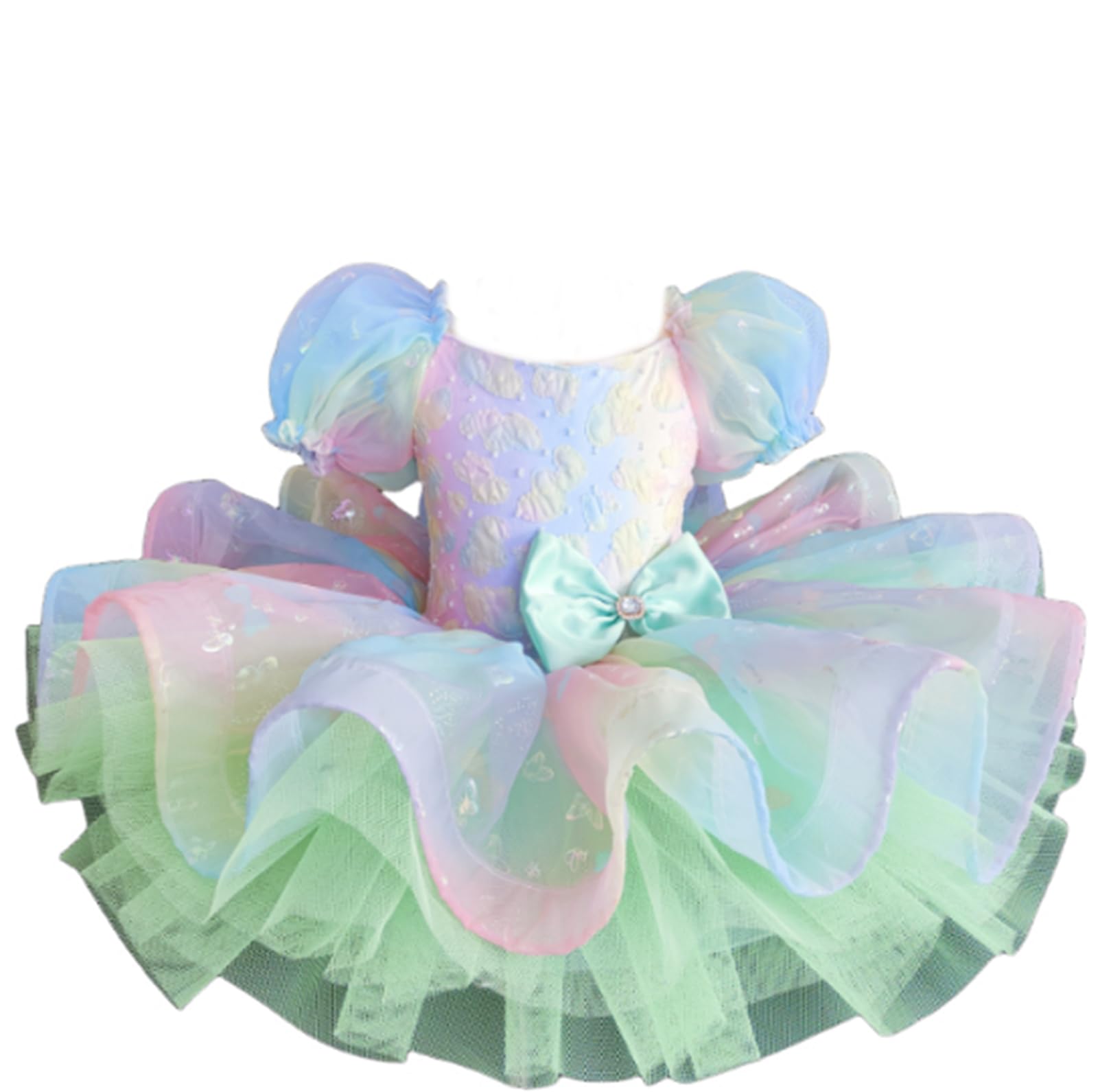 Ballerina-Kostüm für Mädchen, Tüll-Tutu, Ballett-Wettbewerbskleid | Tutu Kinderkostüm Kleiner Schwan mit Rüschenärmeln Spitze Stickerei und Pailletten