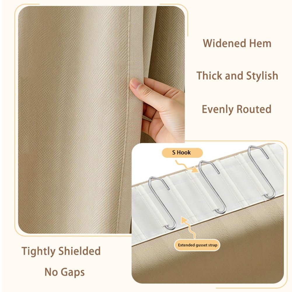 Tinta Unita Tenda Antipolvere per Scaffale Tenda per Cabina Armadio Privacy Ripple Piega con Binario Regolabile per Libreria Cucina Cabina Armadio(Beige,W 200 cm x H 270 cm)