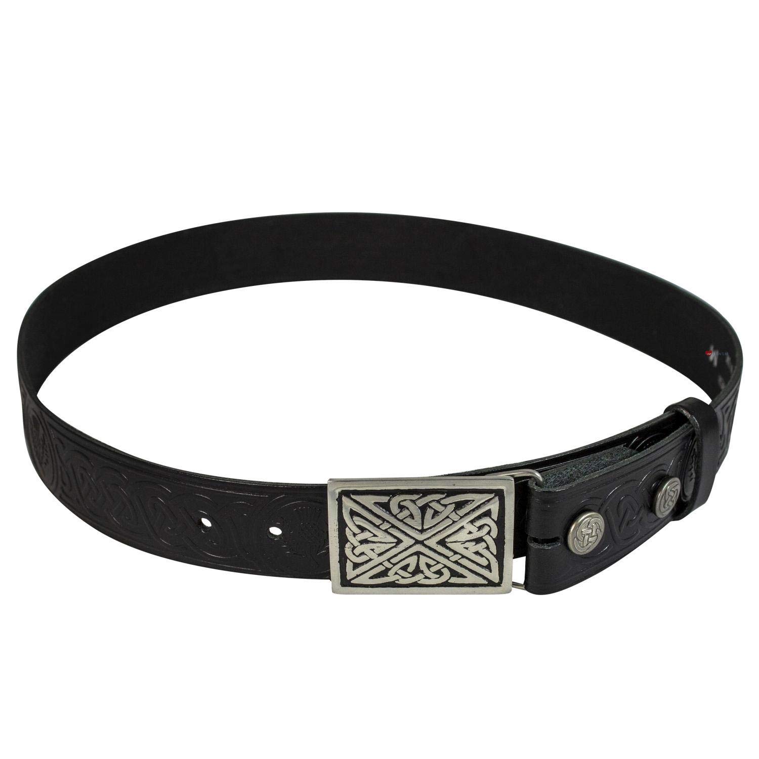 Ceinture en cuir Celtic Thistle solide anti-déformation à boucle amovible
