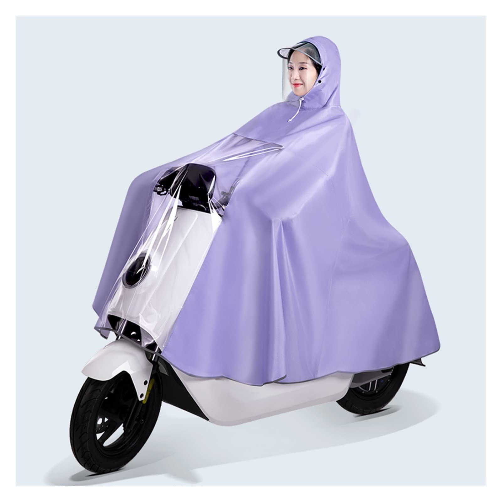 Cycling Rain Poncho Hooded for Bikes E-Bikes Scooters Dust Cover Multicolor 3XL 4XL(Purple,4XL)