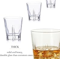 Vista 5 de Whiskey Rocks - Juego de 4 vasos transparentes de 6.5 onzas (6.3 fl oz) con base sólida pesada, buenos para Bourbon Jack Daniels Tennessee y Scotch