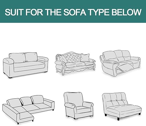 Miniatura 6 de MYSKY HOME Funda de algodón para sofá, funda de sofá de punto geométrico, tejido jacquard lavable, fundas para sofá modular para perros y niños (L,