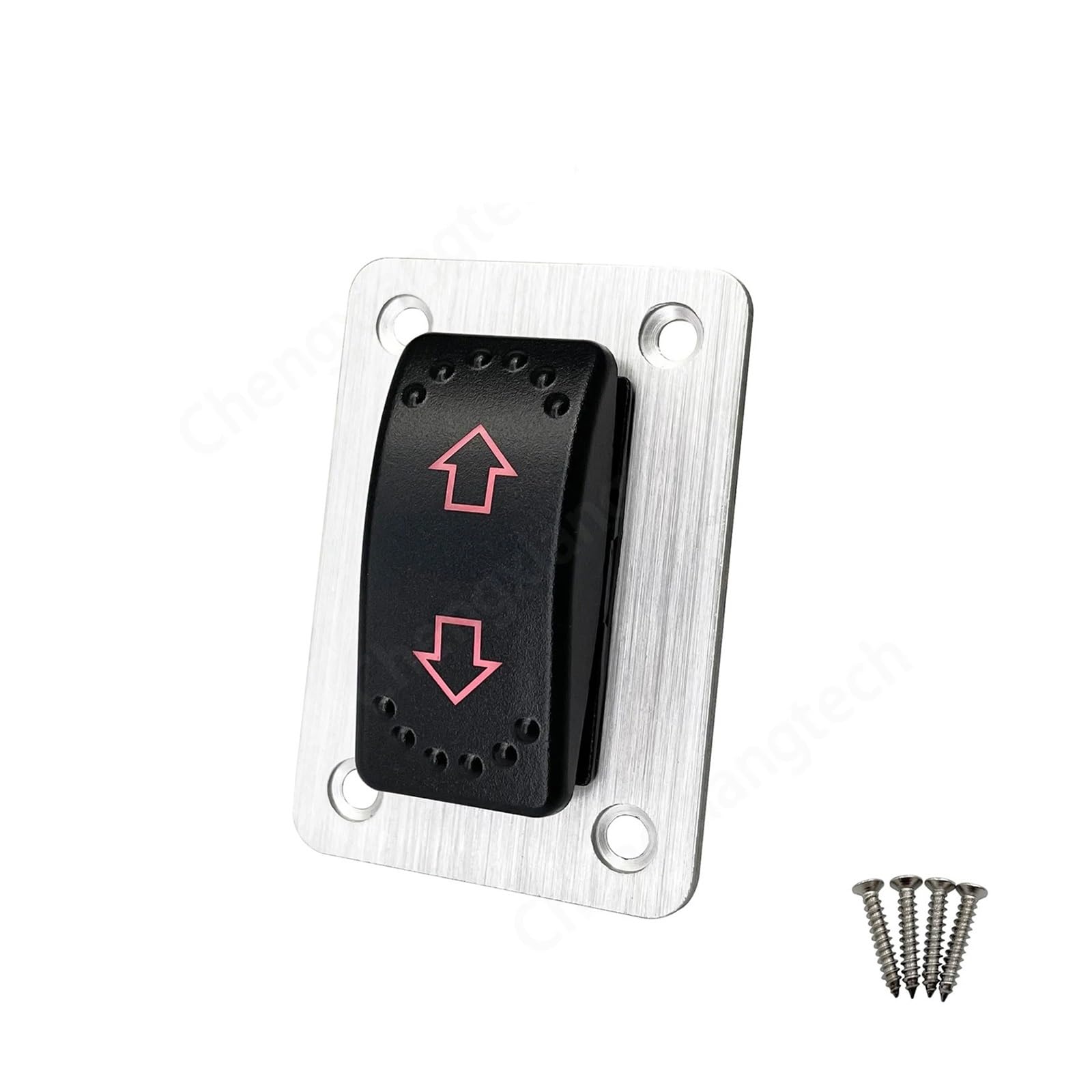 ZHGUIMING Panel de interruptor basculante de aluminio de 1 unidad FLECHAS (ENCENDIDO) APAGADO (ENCENDIDO) 3 posiciones Sin enclavamiento Led rojo 12V 20A 24V 10A Interruptor momentáneo(Black Panel)
