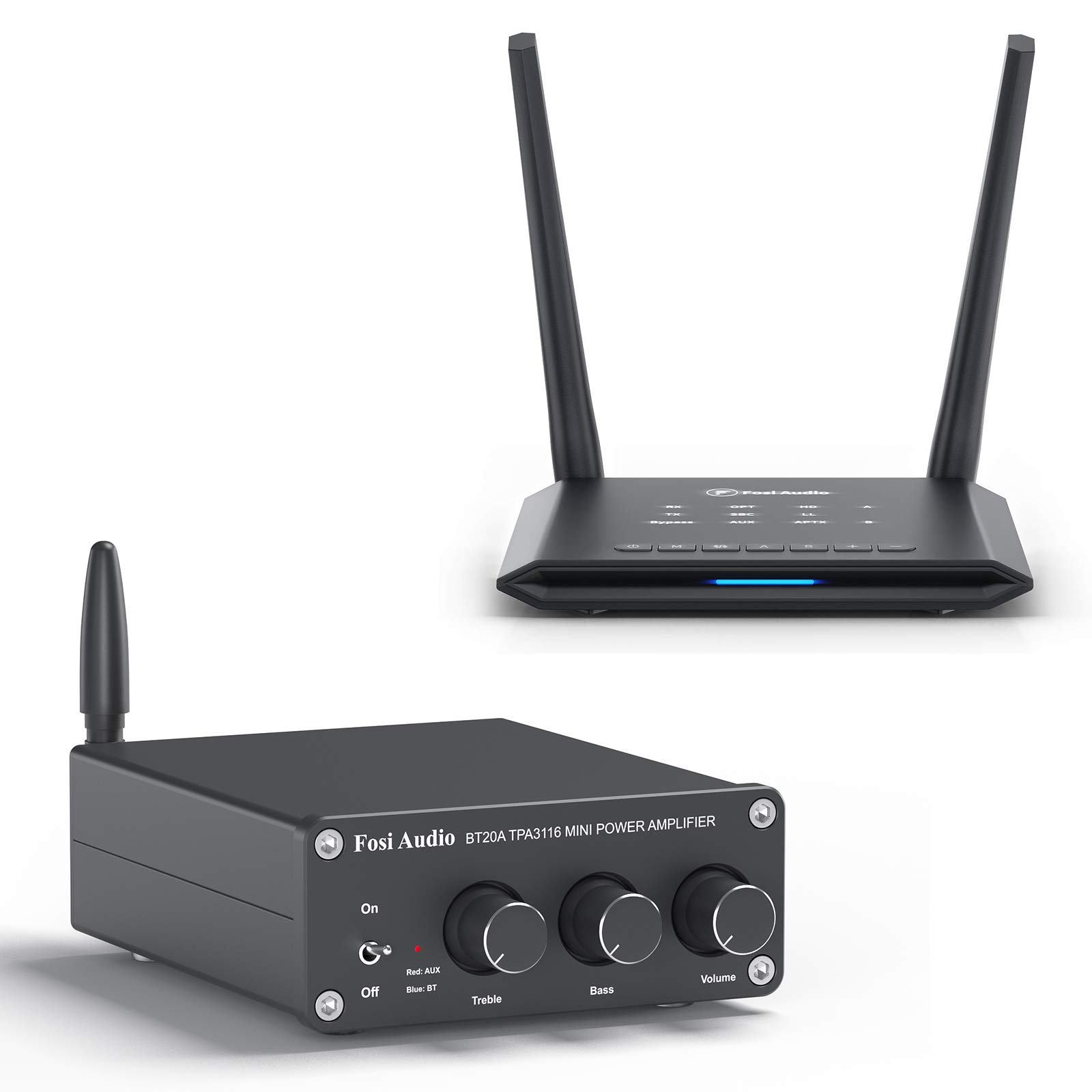 Fosi Audio BT20A Bluetooth 5.0 Stereo Audio 2 Channel Amplifier Receiver and BT05 Bluetooth 5.0 Tran