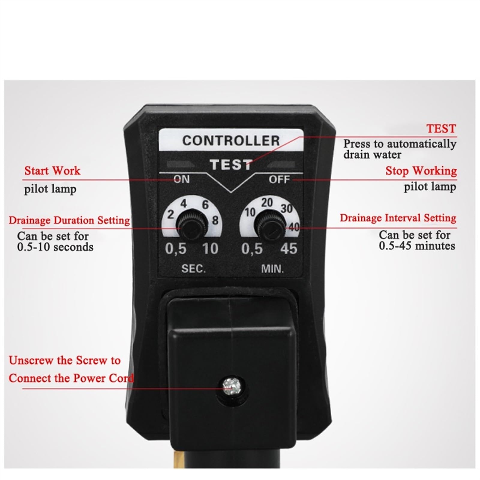 SPEEDAIRE, 1/2 In NPT Pipe, 1/4 In Drain, Timed Electric Auto Drain Valve - 13X531|13X531 - Foto 8
