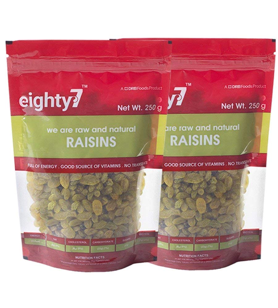 Eighty7 Raisins Kishmish Pack of 2(250 GMS Each), 500g