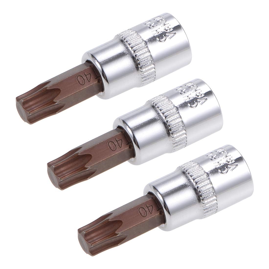 TOP-VIGOR 3Pcs Torx Bit Socket, 1/4" Drive x T40 CR-V Key Socket, Premium S2 Steel Bits, Torx Bit with 38mm Length for Torque Wrench, Ratchet Wrench, Impact Power Drills, Slide Bar