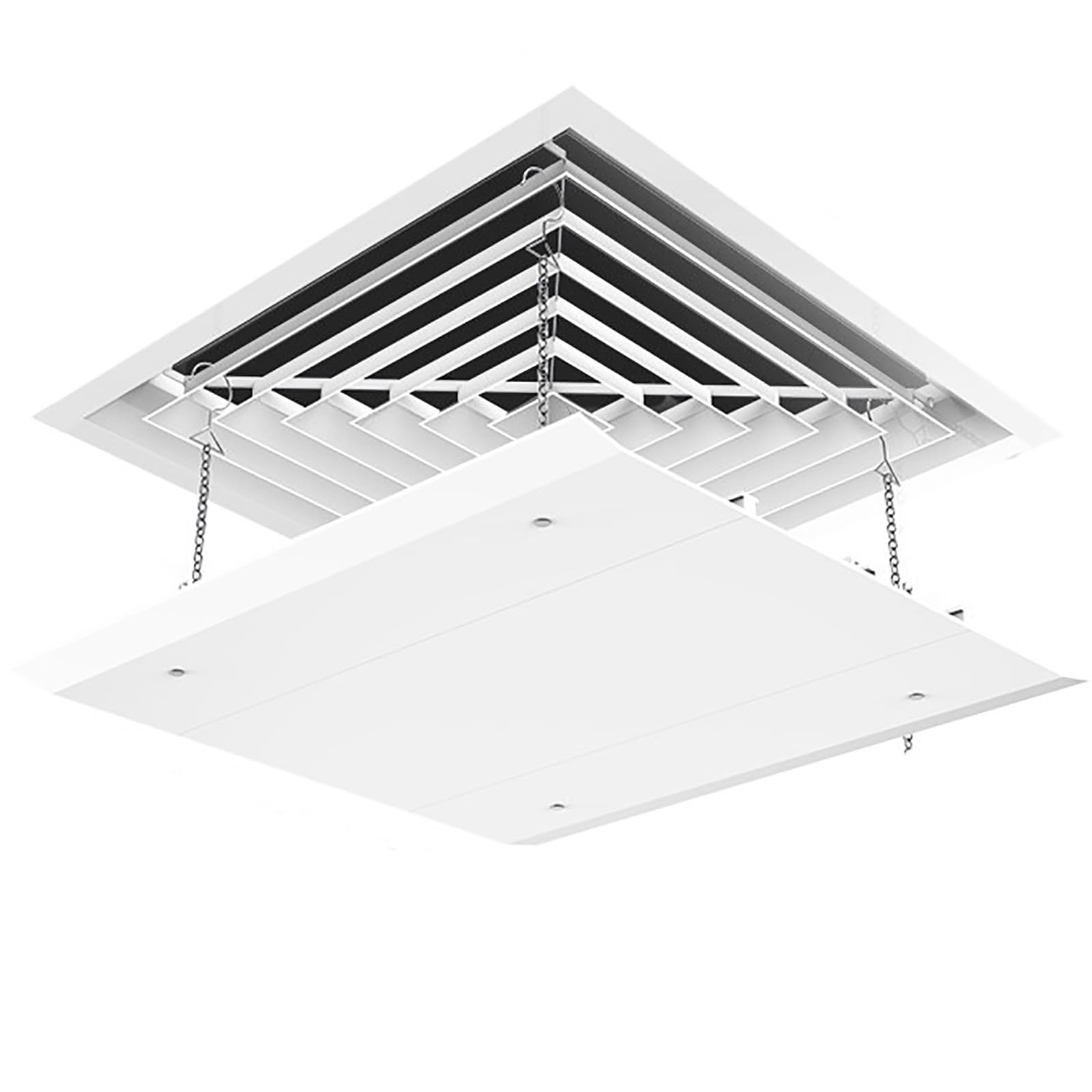 Deflettore Condizionatore Quadrato per Climatizzatori Centralizzati, Deflettore Aria Condizionata per Bocchette a Soffitto, Design con Ganci a Catena(45x45cm/18x18in)