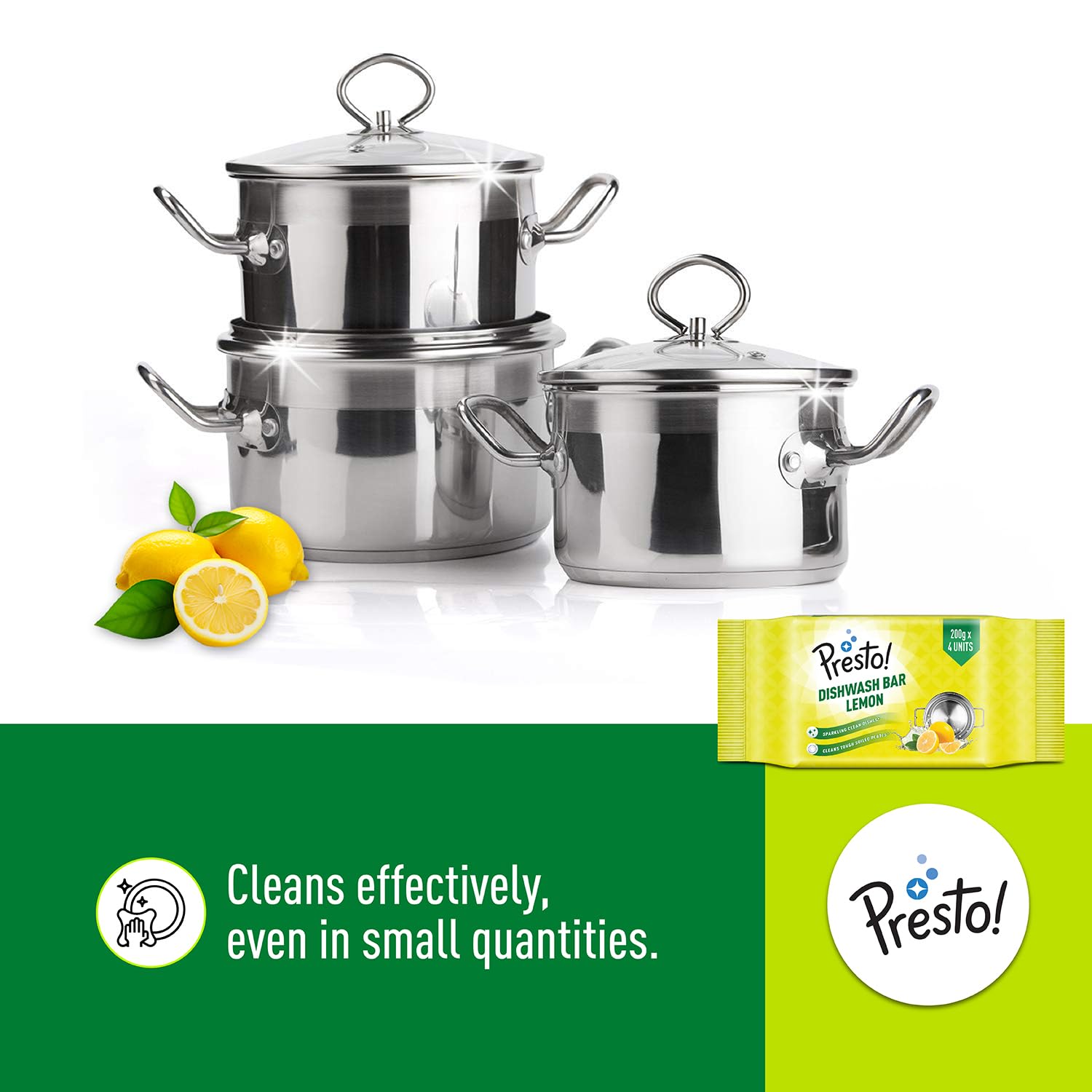 Amazon Brand - Presto! Dishwash Bar | 200g (pack of 12) | Removes Tough Grease | Odour-Free Freshness | Gentle on Hands 2