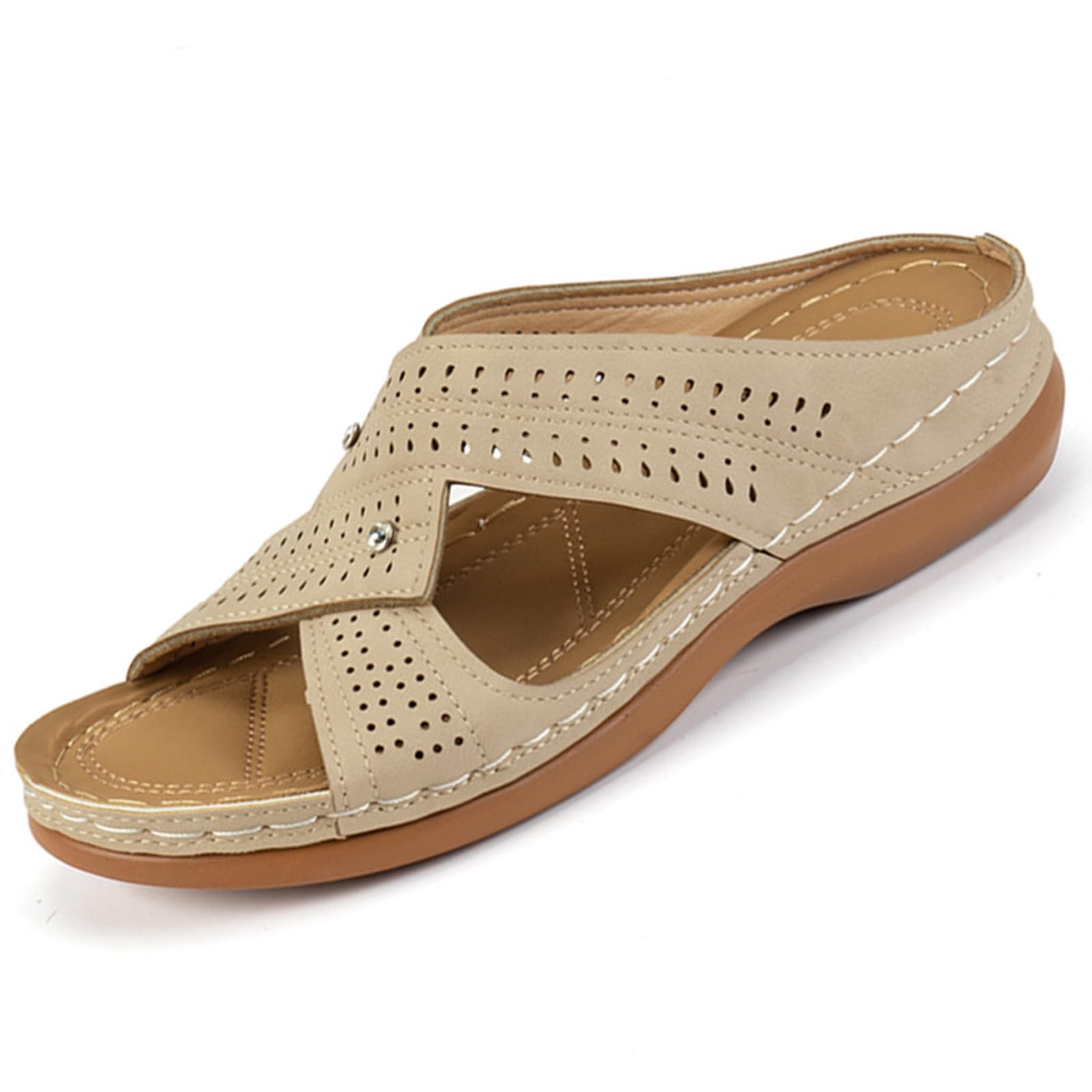 Women's Breathable Wedge Sandals Dressy & Casual - Soft Leather Slip-On Summer Shoes with Orthopedic Support, Non-Slip Rubber Sole Platform for