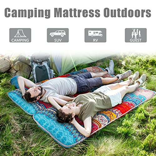 Image of MAXYOYO Bohemian Floor Cot Mattress, Japanese Floor Mattress Narrow Twin Futon Single Mat for Adults, Foldable Futon Roll Up Mat for Camping