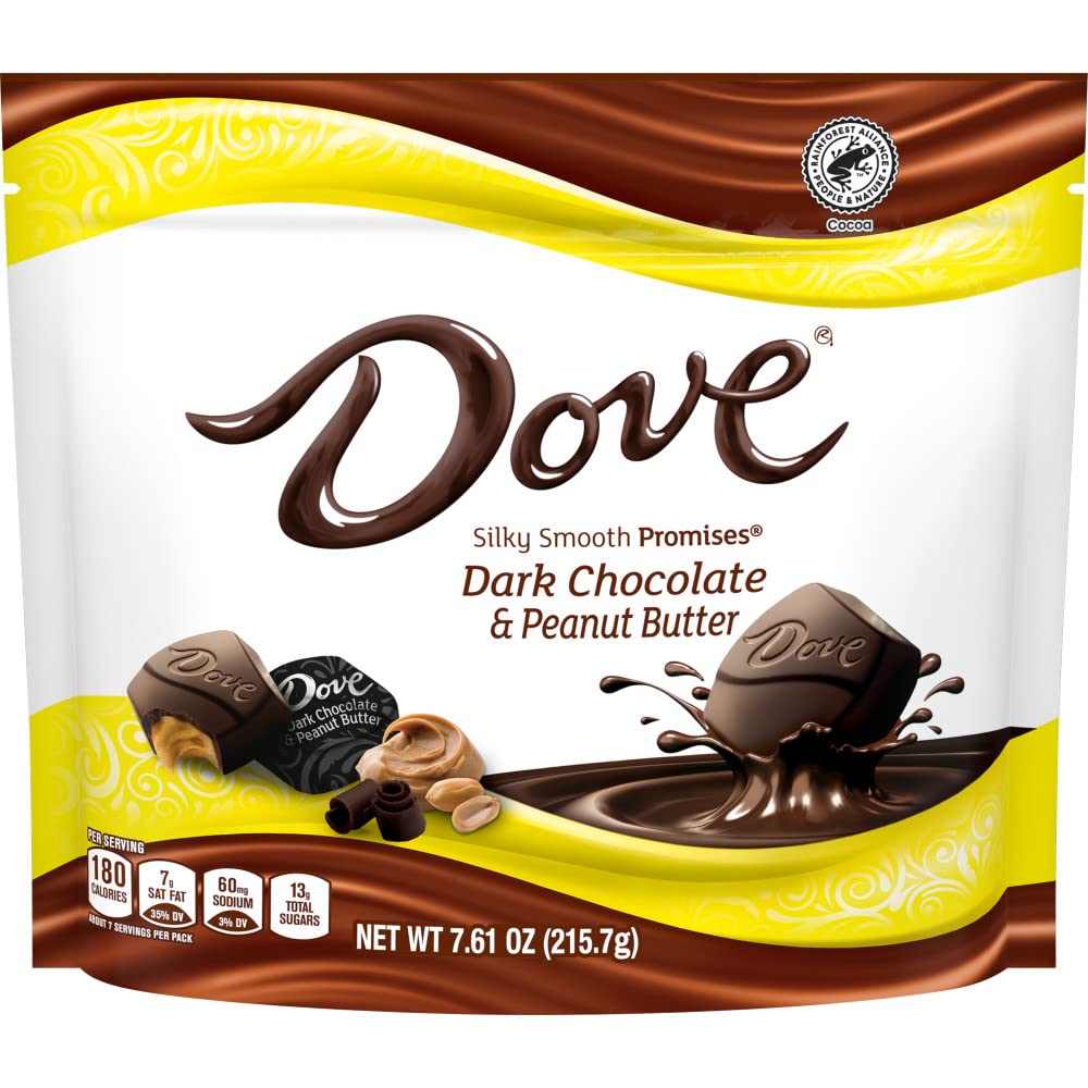 DOVE PROMISES Dark Chocolate & Peanut Butter Mother's Day Chocolate Candy, Individually Wrapped, 7.61 oz Bag