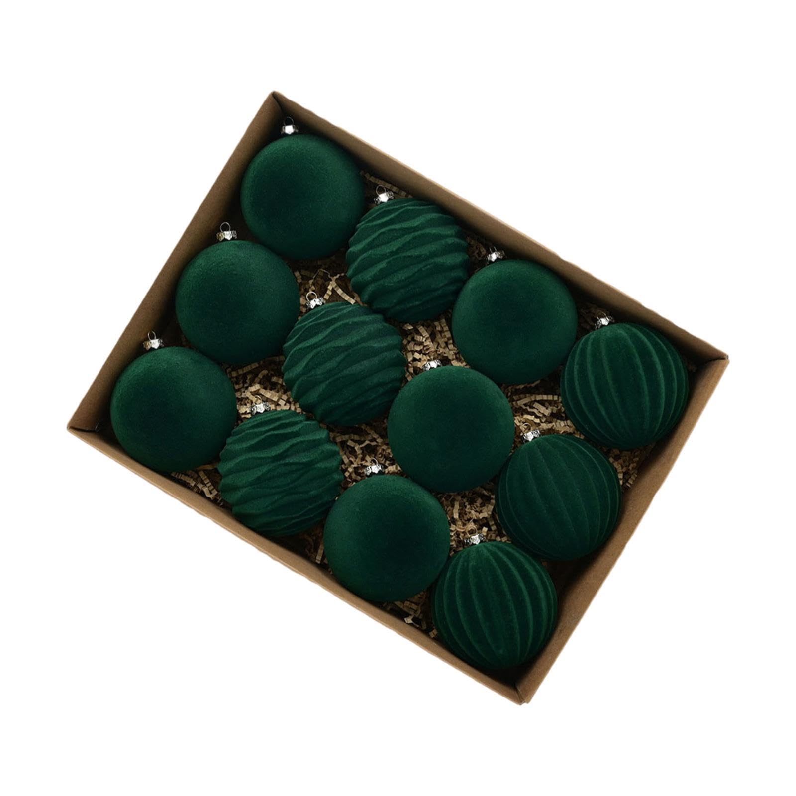Boules de Noël pour collègues lot de 12 pièces décoratives en flocage vert forêt