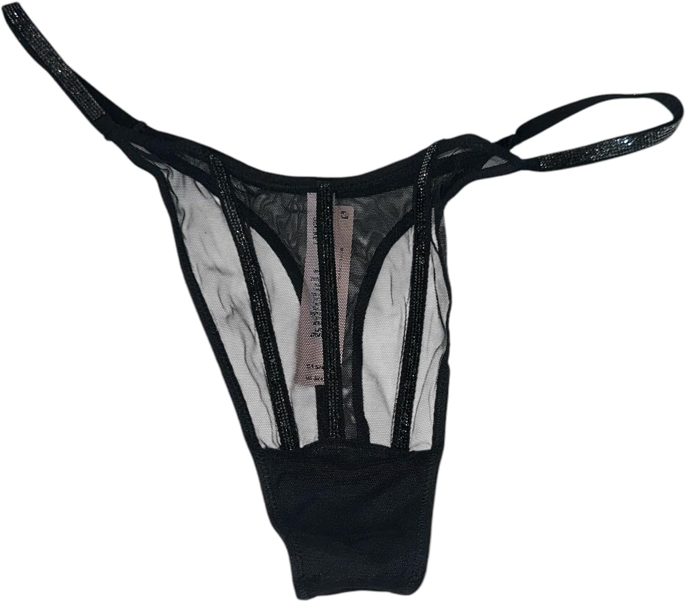 Victoria's Secret Sheer Shine Thong Panty Color Black New