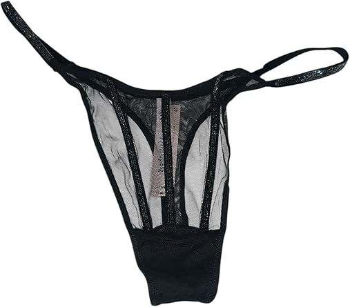 Victorias Secret Sheer Shine Thong Panty Color Black New