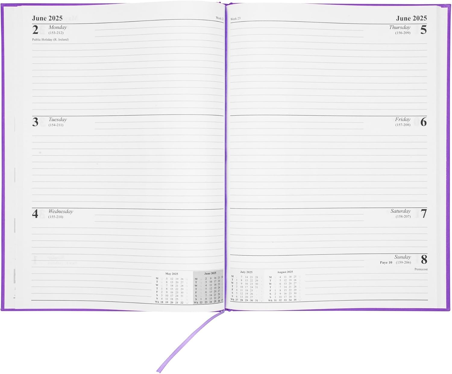 Top Sale 2025 A5 Week To View Yearly Diary with Hard Cover and Matching Ribbon Marker (Red) - Image 3