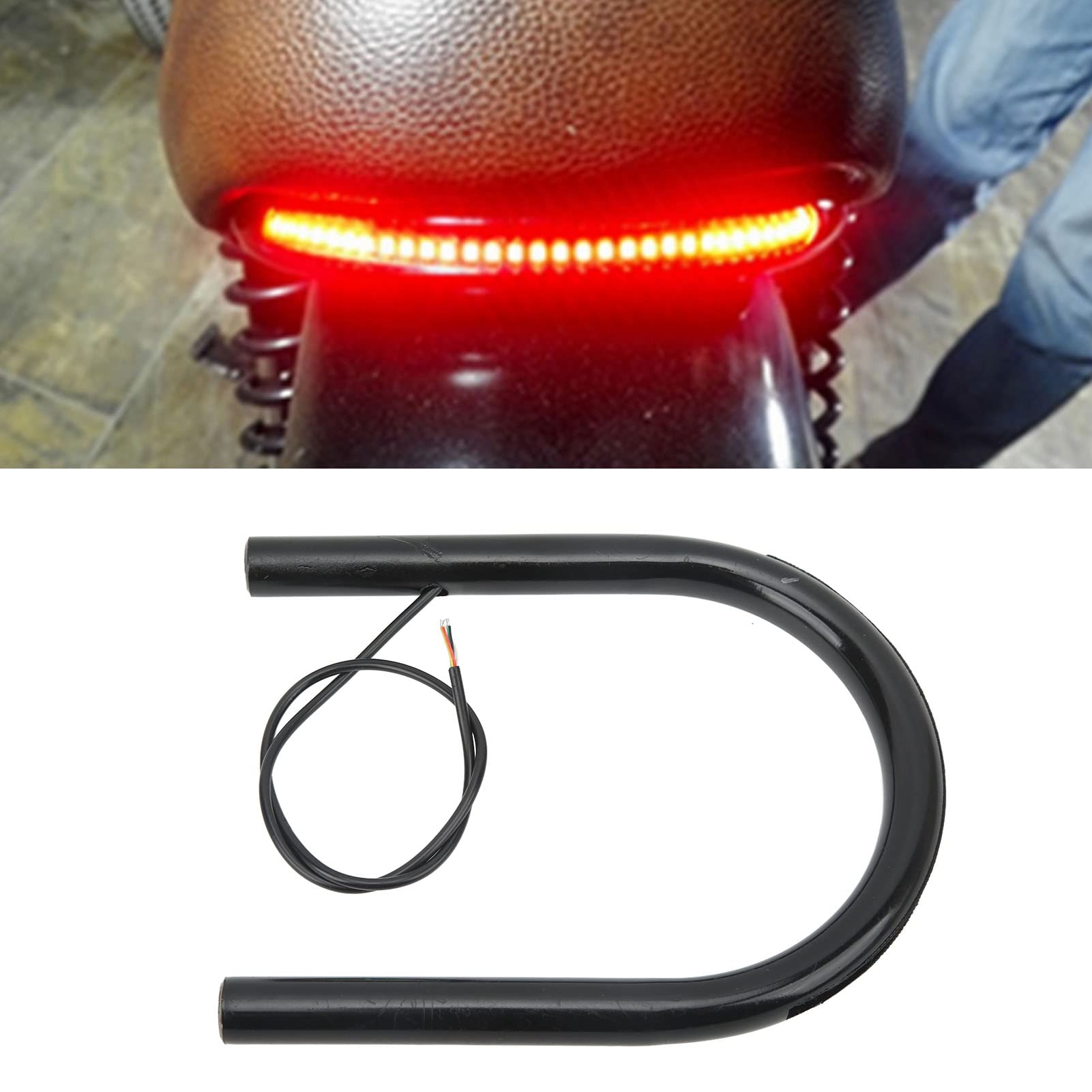 Qiilu Cerceau de Cadre de Siège Arrière de Moto avec Lumière LED pour CB125 CB175 CB200 CB350 CB360 CB400 Remplacement de Boucle de Siège de Moto Cafe Racer(230mm/9.1in)