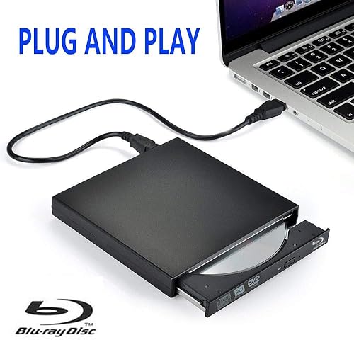 Miniatura 2 de USB2.0 - Quemador externo de unidad de DVD Blu Ray CD, DVD RW BD-ROM, grabador de reproductor portátil delgado para laptop, portátil de escritorio,