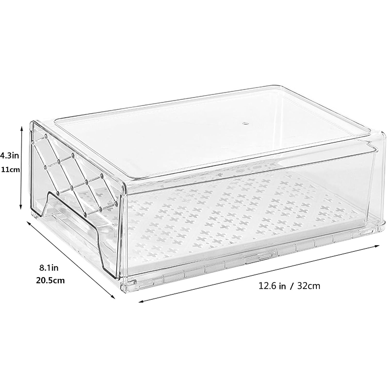 Organizador Nevera, Organizadores para la Despensa Transparente, Cocina Nevera Caja Almacenaje, Adecuado para Cocinas, Frigorifico, Gabinetes de Almacenamiento - sin BPA (2 Cajones, Grandes)