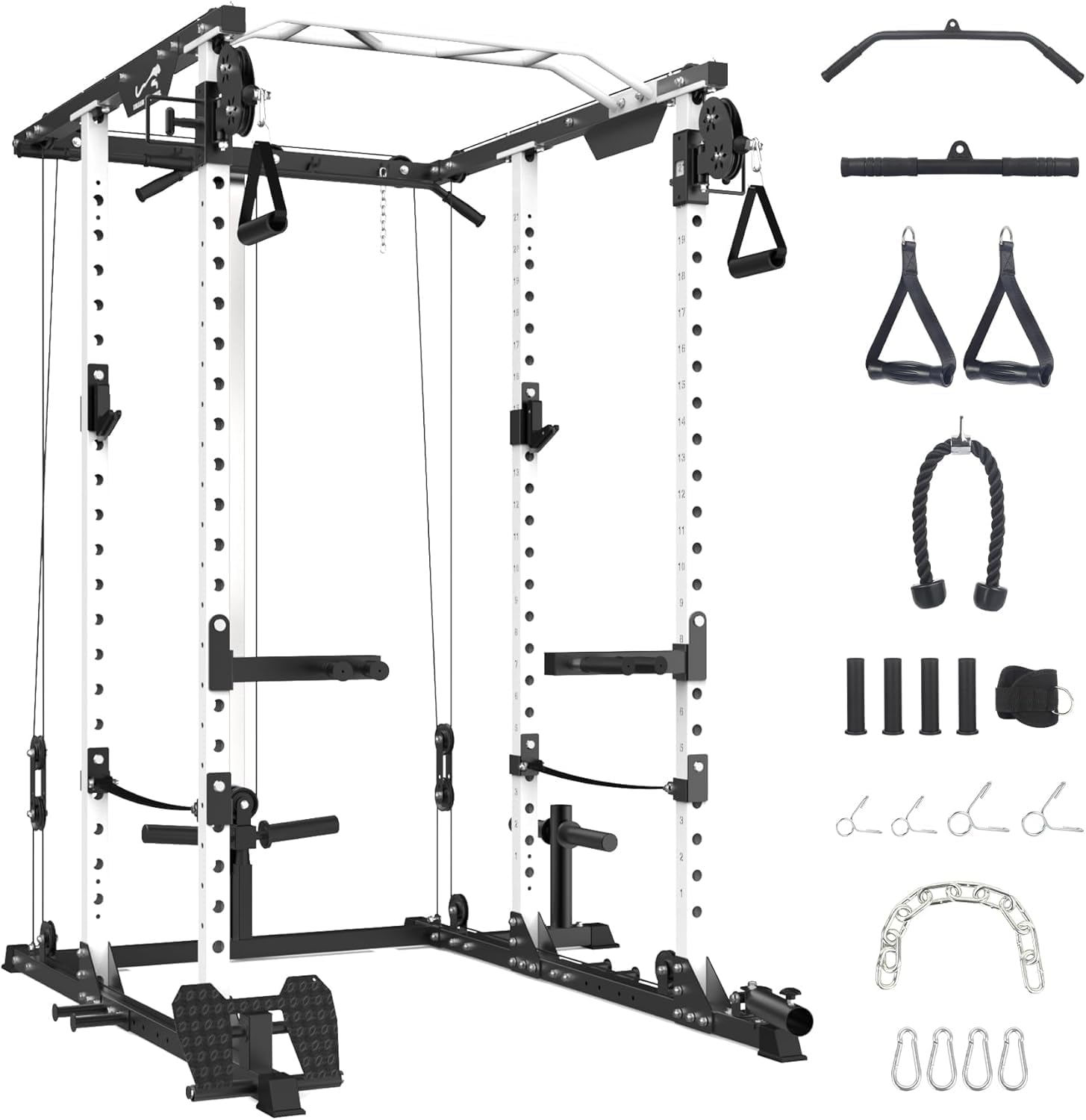 Flarhetoric Flarhetoric Power Cage – 2000LB Capacity with Pulley System & Adjustable Pull-Up Bar