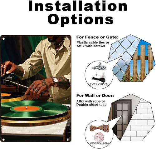 Miniatura 4 de Discos de vinilo de caballero con letrero de lata de metal retro para decoración de pared de 8 x 12 pulgadas, tocadiscos musicales, póster de arte