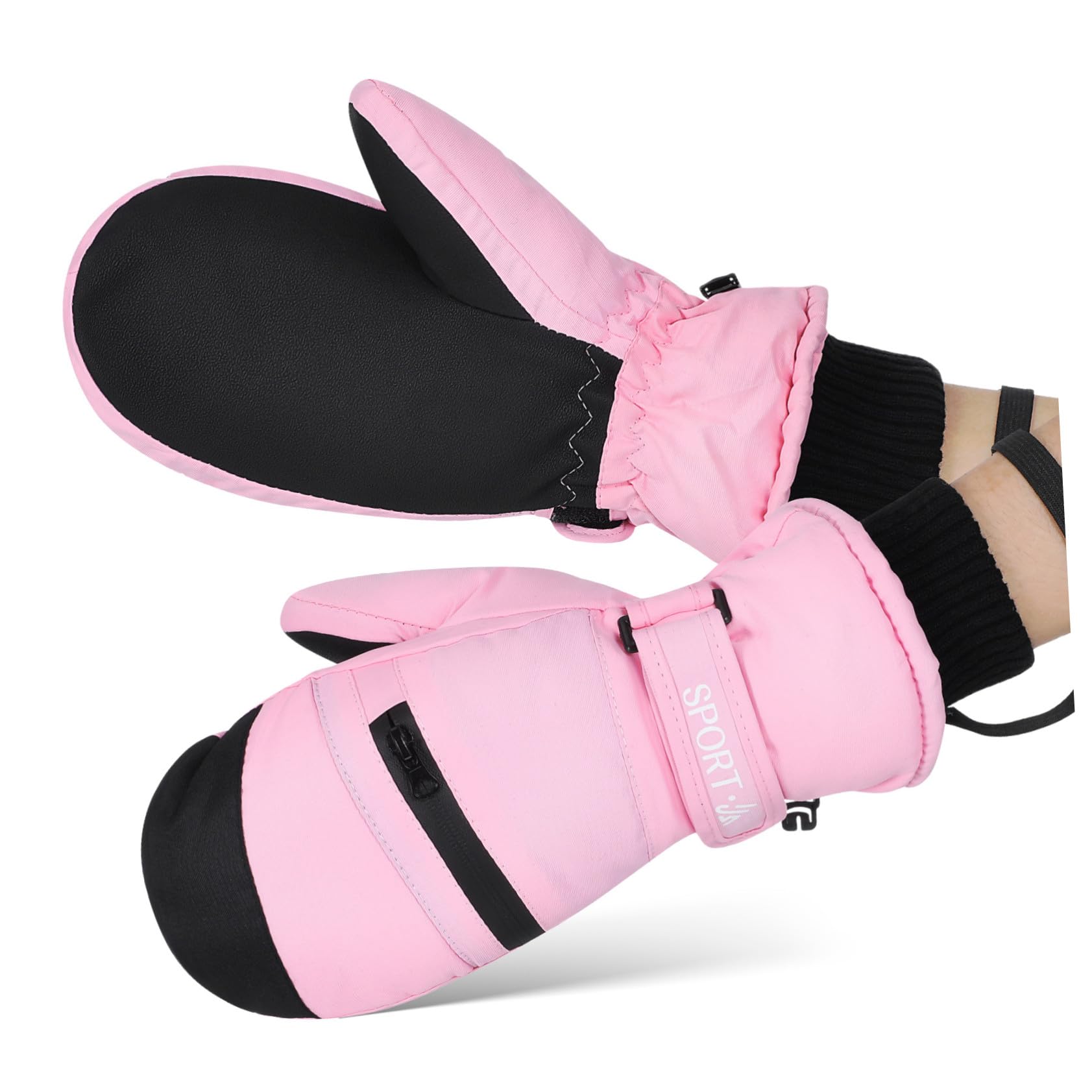 Mipcase Guantes Térmicos para Mujer Impermeables y Cálidos Mitones Táctiles Resistentes al Agua para Invierno Senderismo Paseos con Perros y Actividades Talla S Rosa