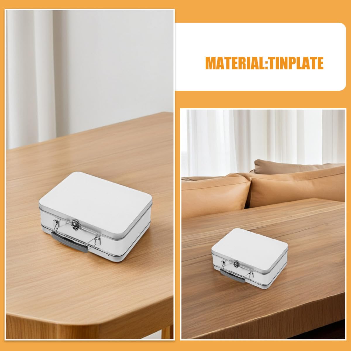 Fiambrera Retro de Hojalata 2 Piezas 75 Mm Altura con Pestillo Metálico Seguro Almacenamiento Alimentos y Regalos Portátil para Uso Diario