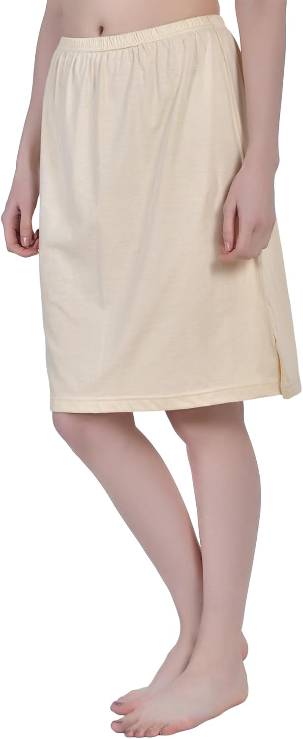 Aimly Women's Cotton Knee Length Underdress Side Slit Everyday Layers Half Slip Skirt Pack of 1 - Image 4