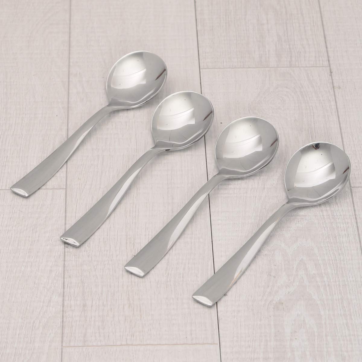 Home Centre Glister Dune Soup Spoon- Set of 6 - Silver