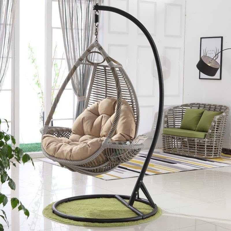 Coussin de chaise à bascule en rotin et hamac suspendu pour jardin