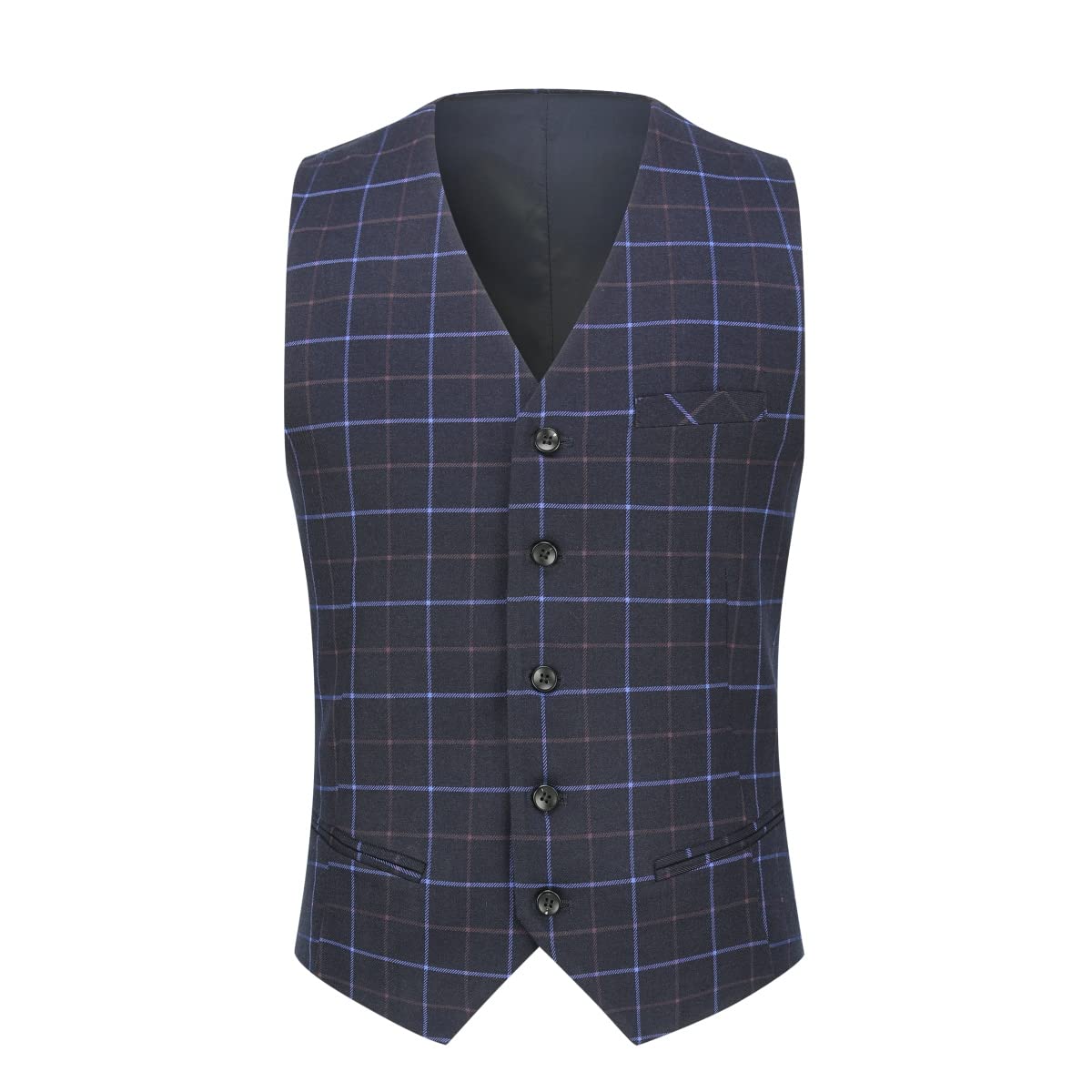 Allthemen - Traje para Hombre, Formal, a Cuadros, Ajustado, Traje de 3 Piezas para Boda de Negocios