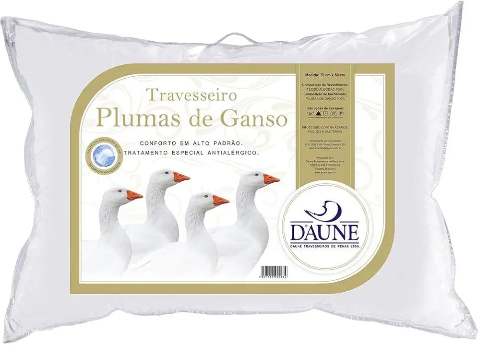 Travesseiro Daune 100% Plumas de Ganso 0.50x0.70m Branco