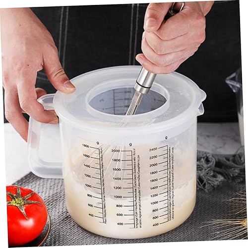 Miniatura 4 de HEMOTON Tazón para mezclar con tapa, tazas de café medidas, con tapas, taza para hornear, manija, escala, marcado, taza graduada, taza para hornear,