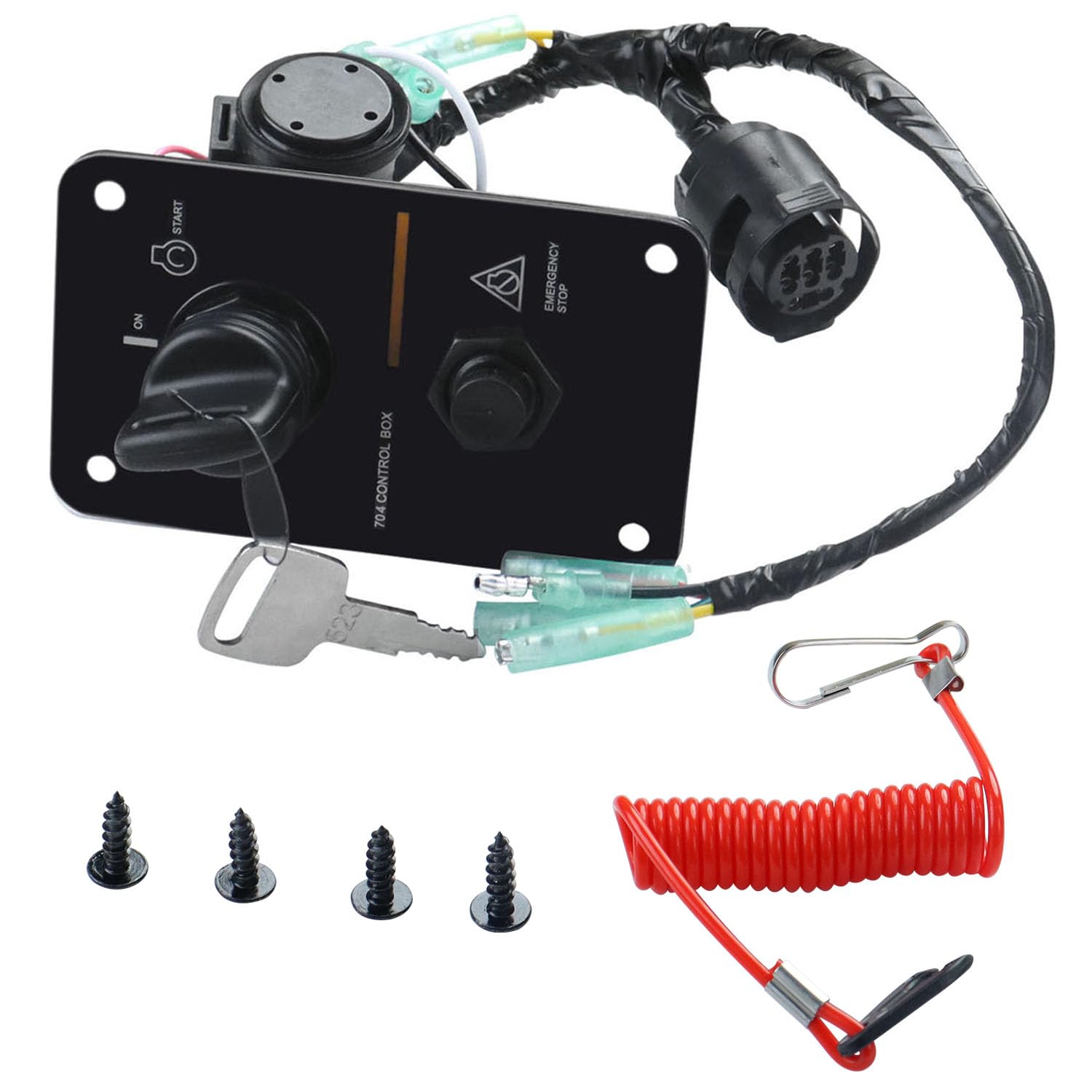 TXRXIZ 12V Single Key Switch Panel Marine Outboard Single Engine Ignition Key Panel Assembly On Off Switch 704 Control Box for Yamaha Outboard Yacht