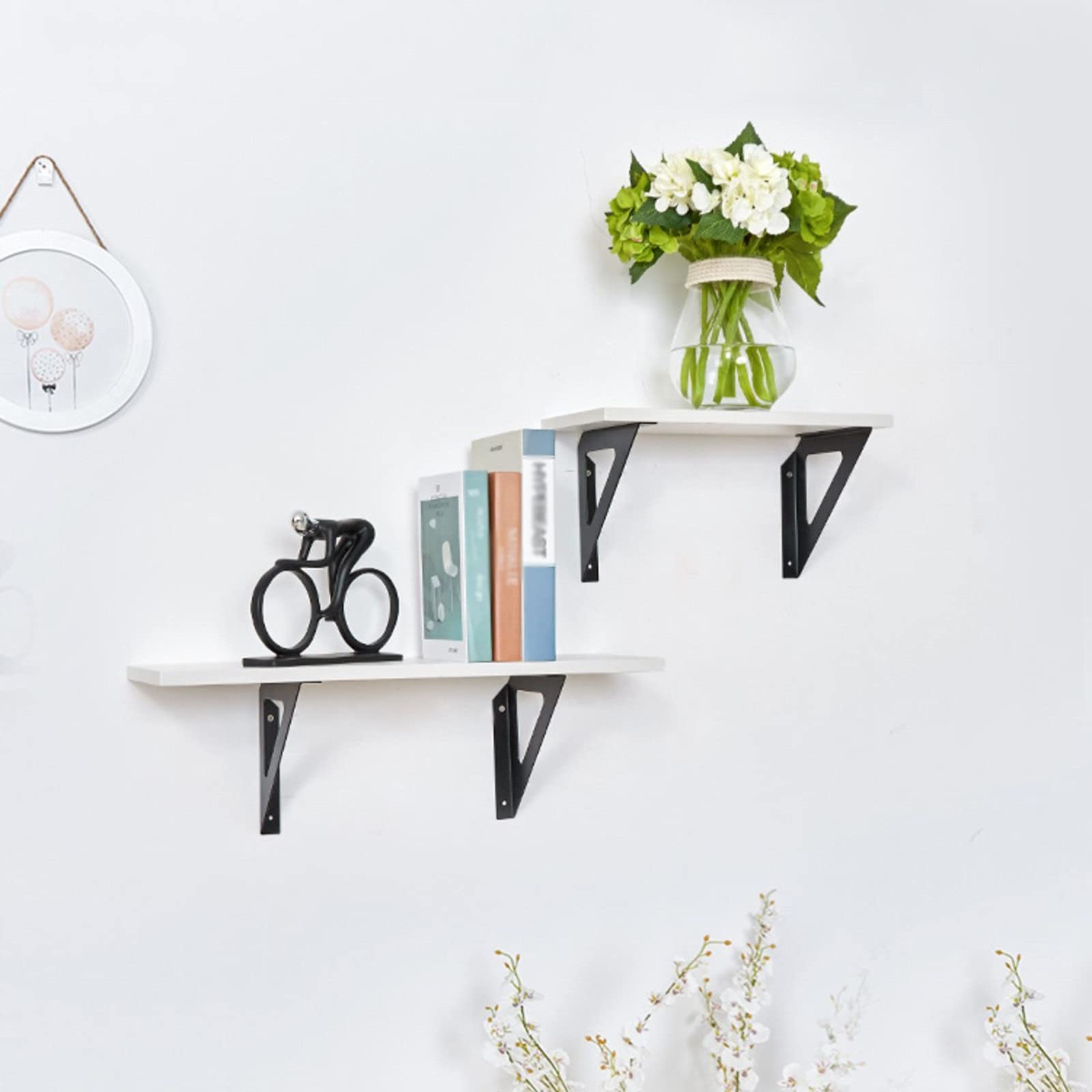 LIGUOYI 2Pcs Regal-wandhalterung, Schwimmende Regalhalterung, Eisen Halterung, Wandmontage, Bodenträger Wandregal Mit Schrauben, Regalträger Winkel-Konsole, Für SchuhregalBücherregalLagerregal