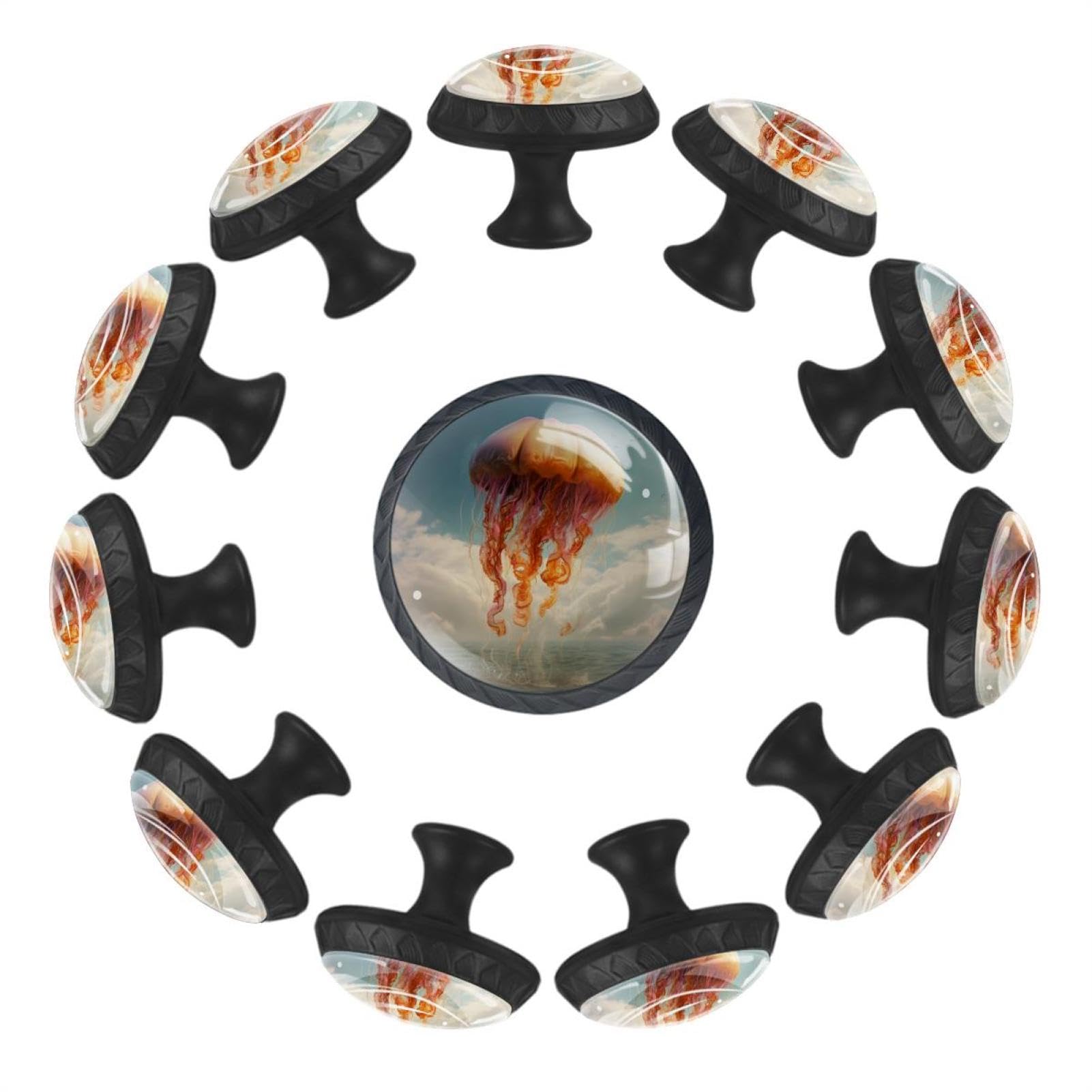 Lot de 12 boutons de tiroir en verre cristal transparent pour meuble