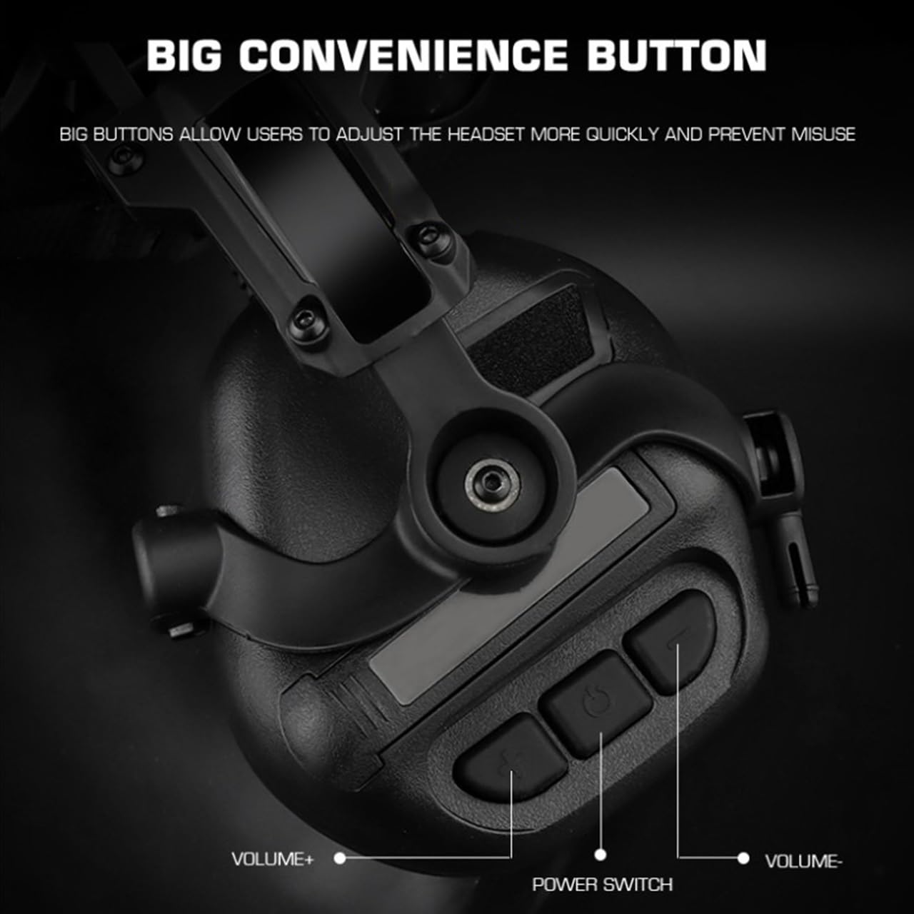 Tactical Fast Helm-Headset, Aktive Geräuschunterdrückung & Sound Pickup Headset (mit 360° Verstellbarem ARC Adapter), Elektronischer Schießohrschutz, Impulslärmschutz(BK)