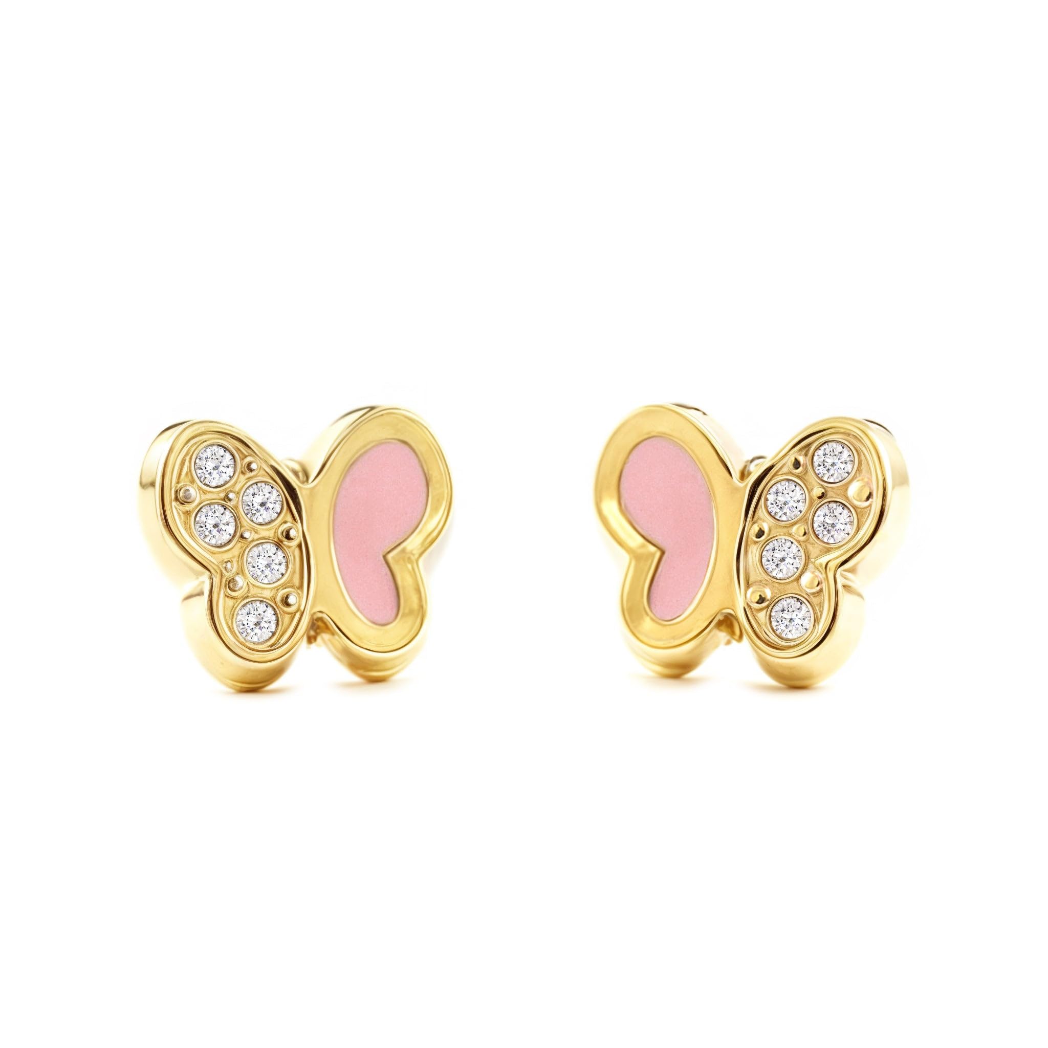 Orecchini Per Bambini Farfalla - Oro Giallo 9k (375) - Scatola Regalo