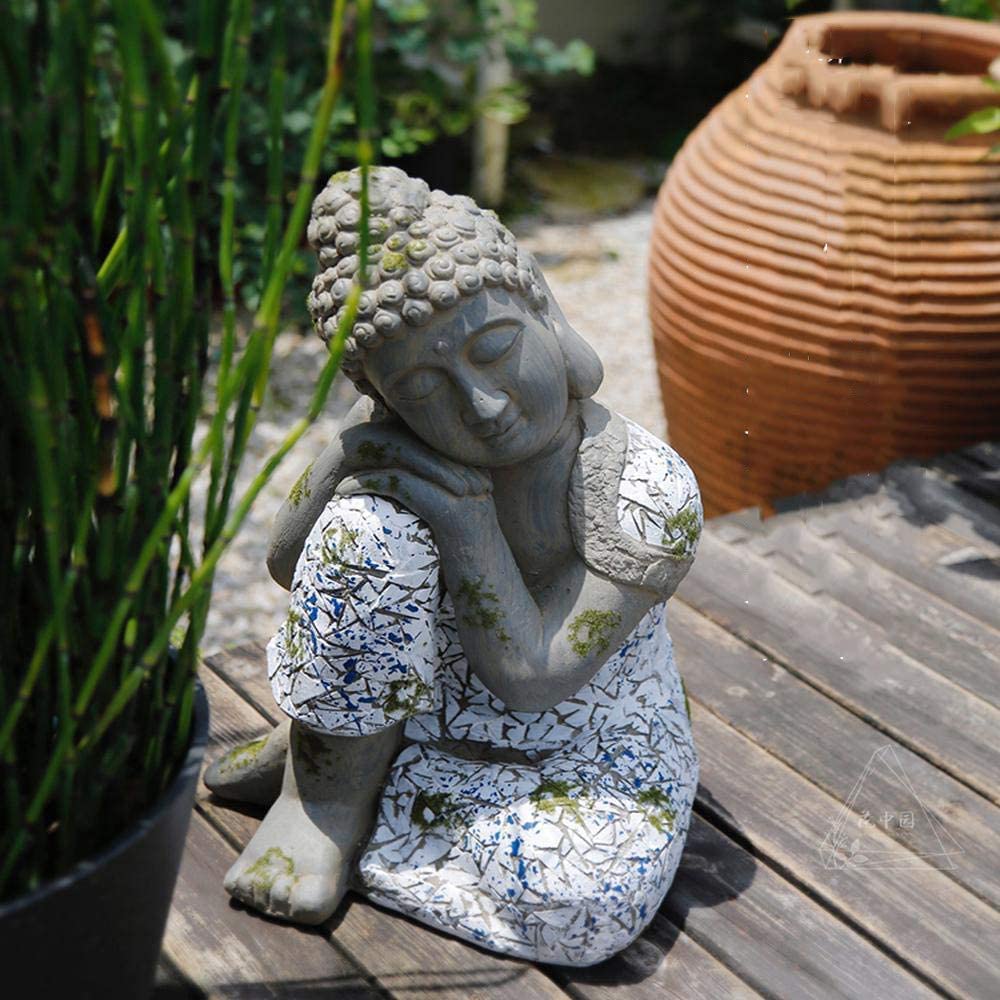 Figurín para jardín,Escultura de Adorno de jardín Escultura de jardín Estatuas al Aire Libre Creative Sleeping Buddha Courtyard Crafts Feng Shui Buddha Garden Ornaments 31 * 47.5CM