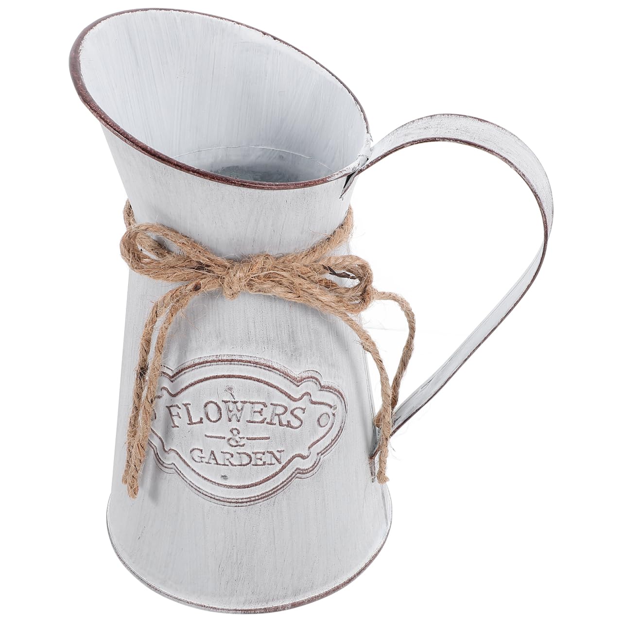 Cabilock Jarrón de Metal de Estilo francés, Jarrón Decorativo Rústico, Maceta de hojalata Maceta rústica florero de Arte Retro Florero galvanizado, diseño Vintage, 20.00x16.00x11.50cm