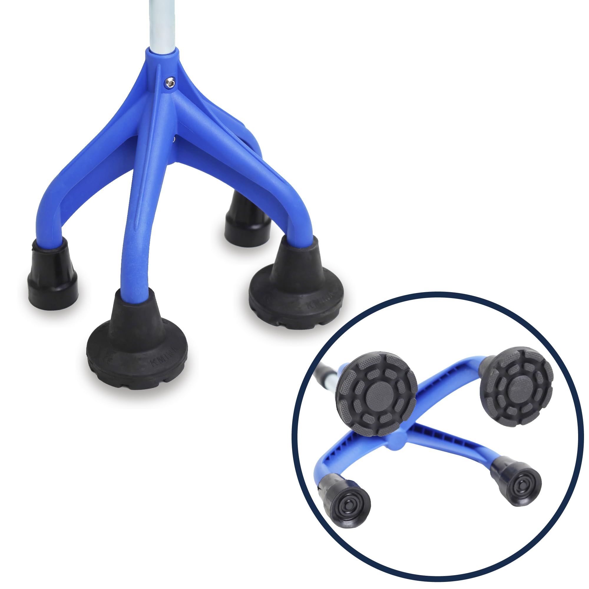 KMINA Muleta Adulto 4 Patas (Pesada y Robusta 1,5 Kg), Ajustable Usuarios >1,55m de Altura, Diseño Patentado - Fabricado en España