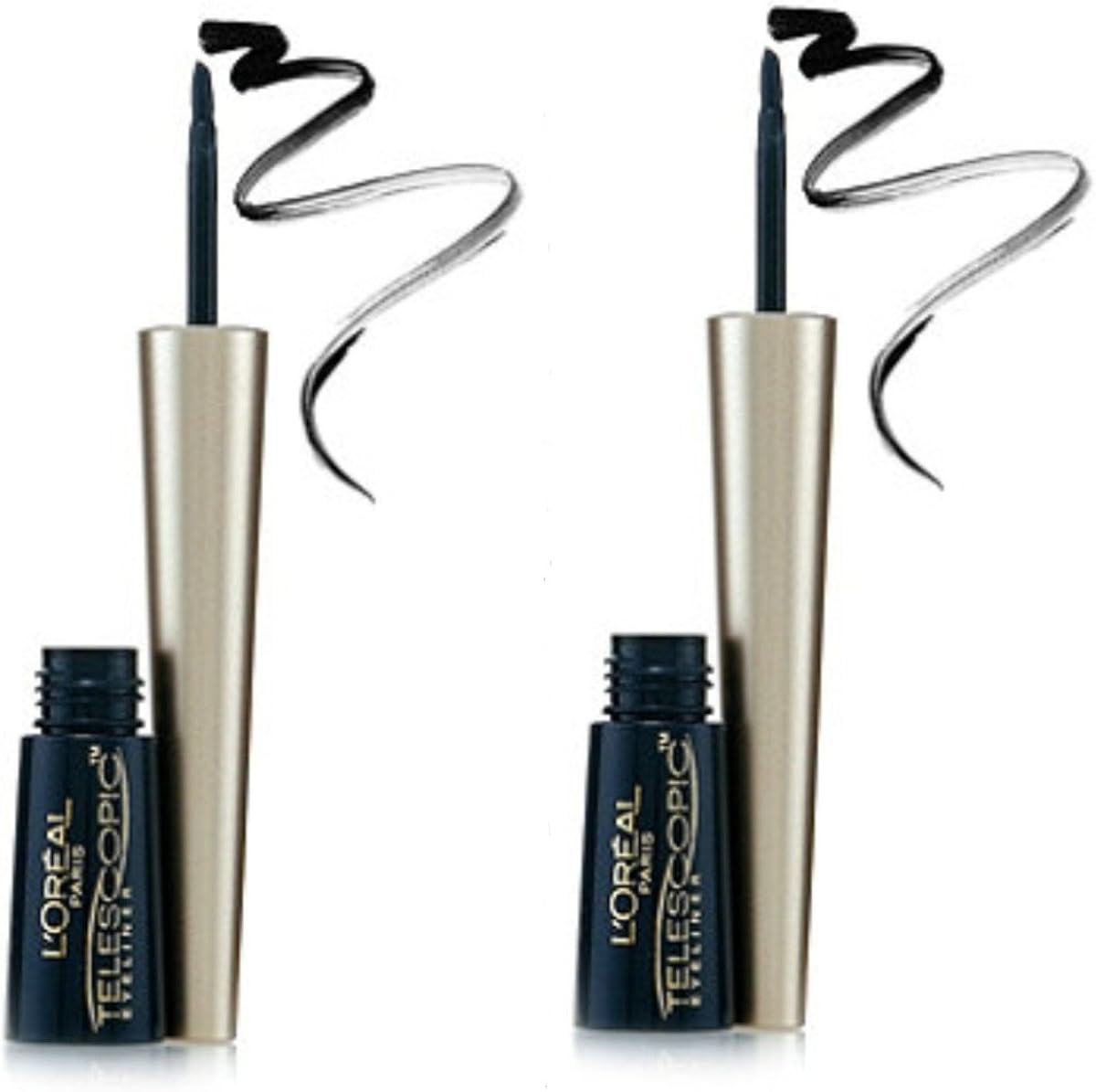 L’Oreal ParisTelescopic Precision Liquid Eyeliner, Black [810] 0.08 oz (Pack of 2)