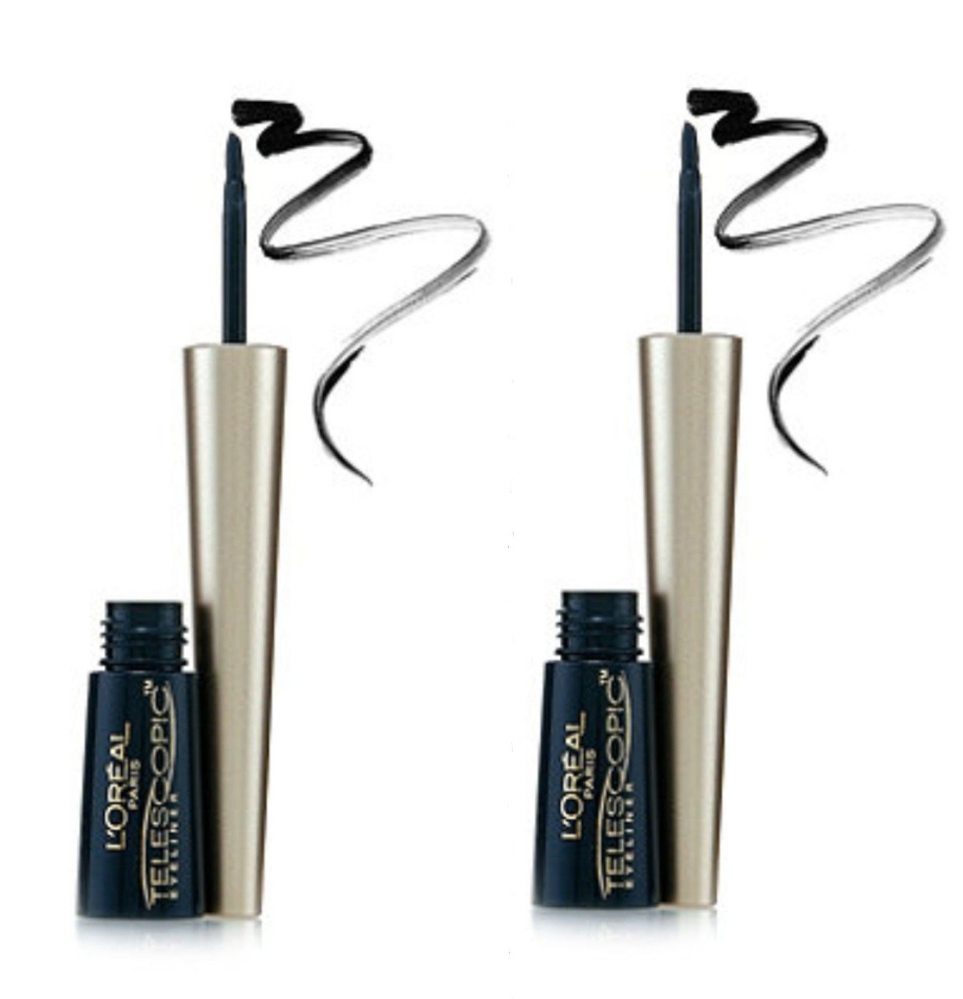 L’Oreal ParisTelescopic Precision Liquid Eyeliner, Black [810] 0.08 oz (Pack of 2)