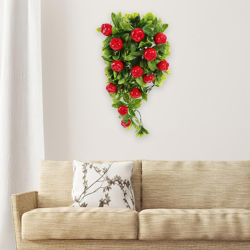 Holibanna Artificial Hanging Fruit Vine with Faux and Green Leaves 15.74X7.48X3.14 Inch Simulated Fruit Decoration for Indoor Outdoor Wall and Party Decor