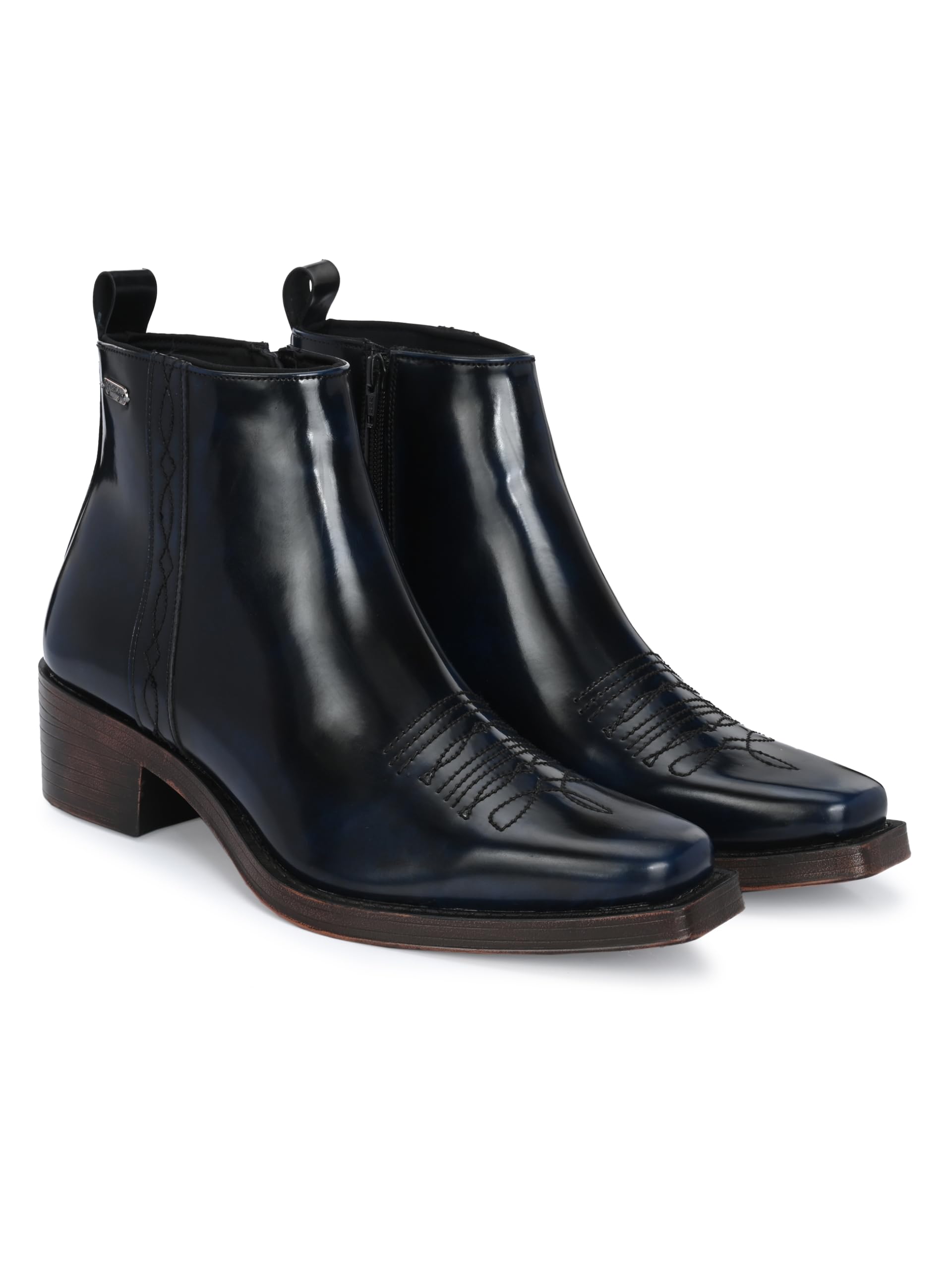 Delize Navy Men’s Vegan Leather, Cuban Heeled, Cowboy Ankle Boots 65431-6 (B0CSDJ6FQB) Amazon Price History, Amazon Price Tracker