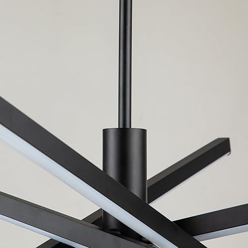 Miniatura 7 de Y'INSP Candelabros Sputnik modernos LED lineales, luz colgante negra para comedor, cocina, isla, dormitorio, sala de estar, LED empotrado, accesorio