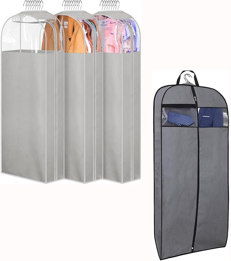 MISSLO 40" Clear Suit Bags for Closet Storage Bundle with