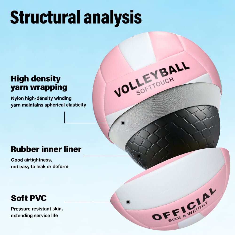 Ballon de Volley, Ballon Beach Volley Taille 5, Résistant à L’éclatement, pour Entraînement et Compétition en Salle, Idéal pour Les Piscines, Les Gymnases et Les Salles de Sport