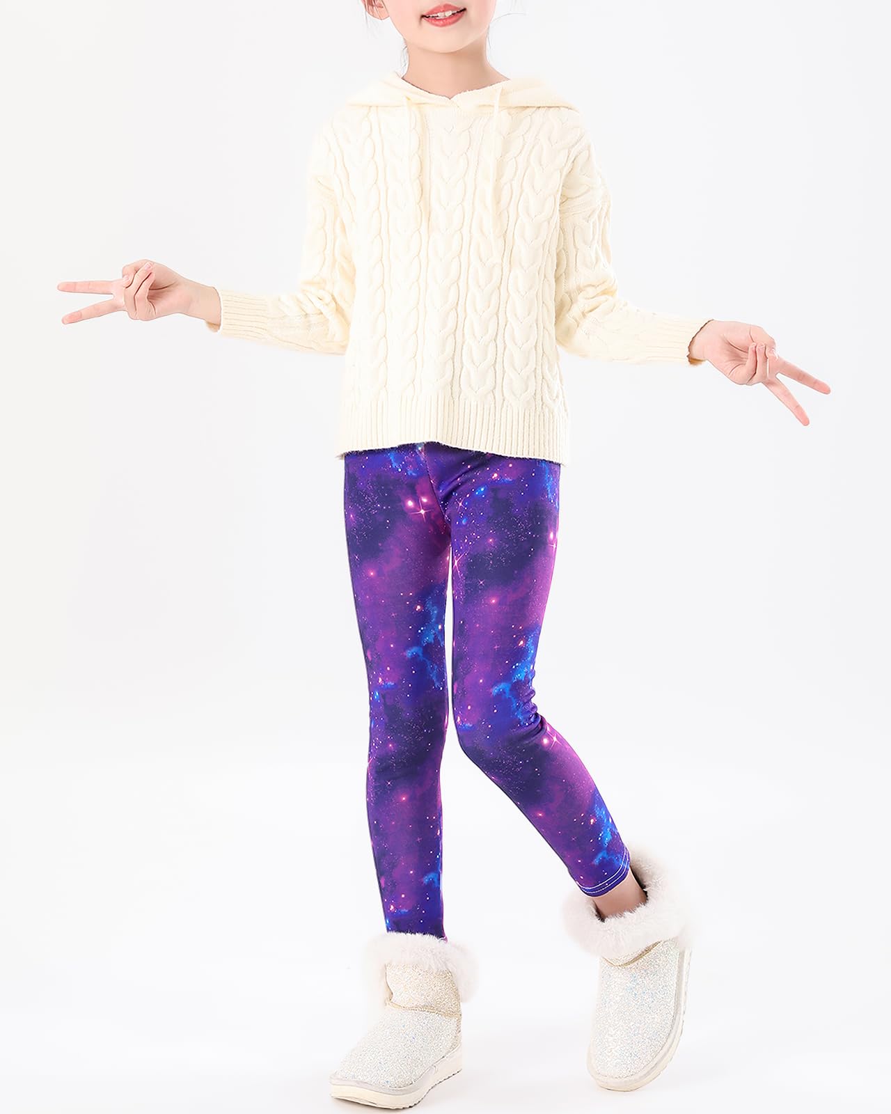 Adorel Leggings Felpati Invernali Pantaloni Termici Bambina 2 Pack