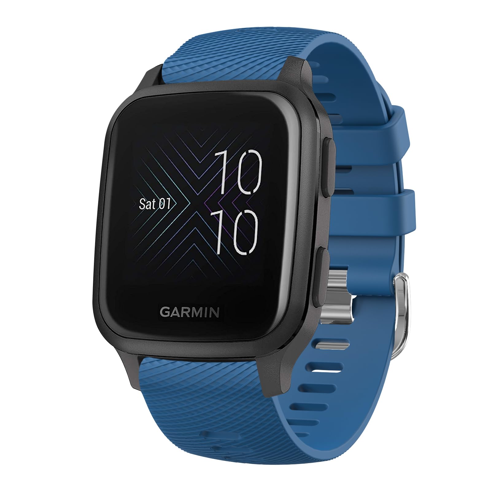 Strap for Garmin Venu Sq 2/Venu 2 Plus/Venu/Vivoactive 3/3 Music Strap, 20mmAdjustable Soft Silicone Band for Forerunner 55/645/245 (Deep blue) — image 1